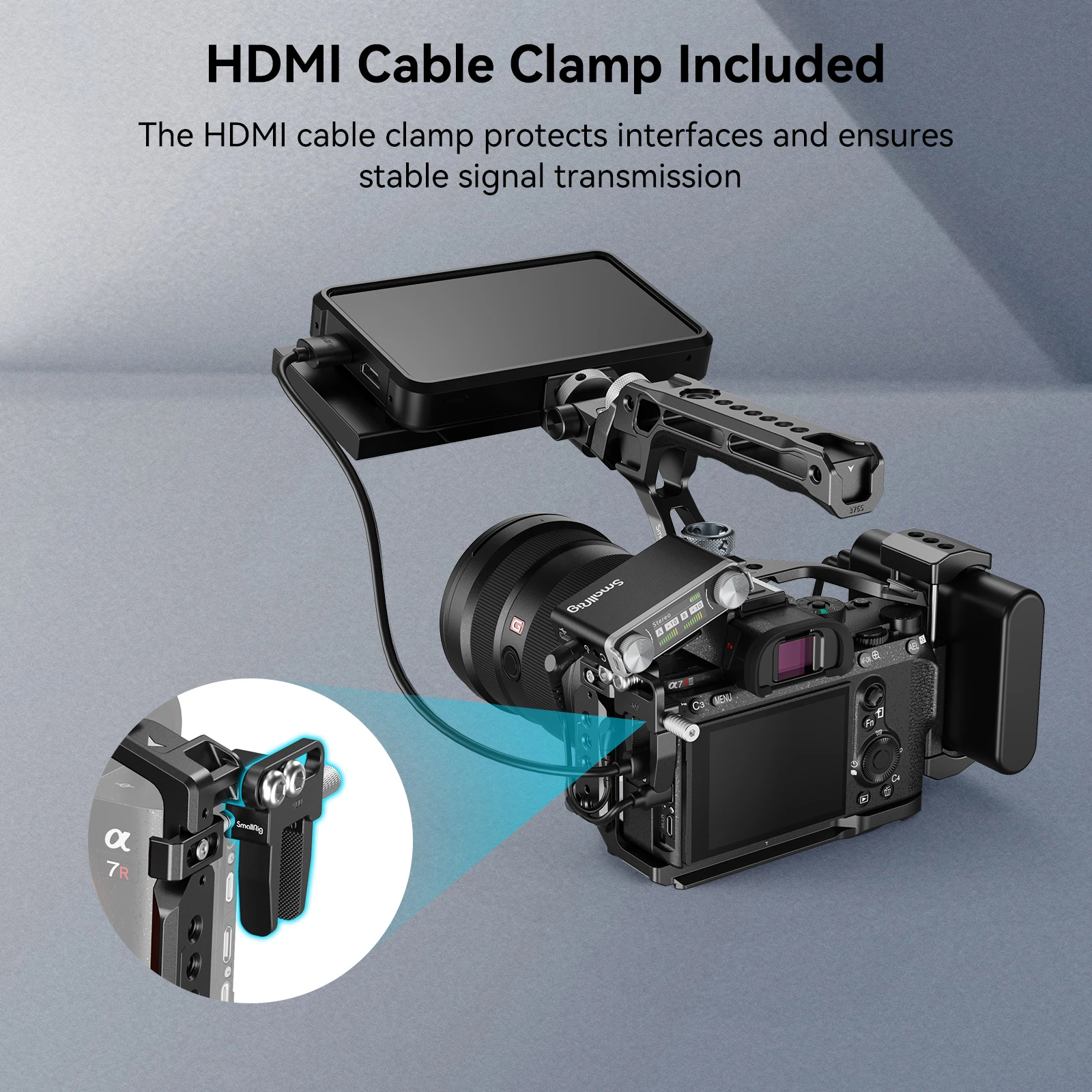 SmallRig A7 III / A7R III Cage Kit with Top Handle HDMI Cable for Sony Alpha 7 III / Alpha 7R III Portable Handheld Kit 4198