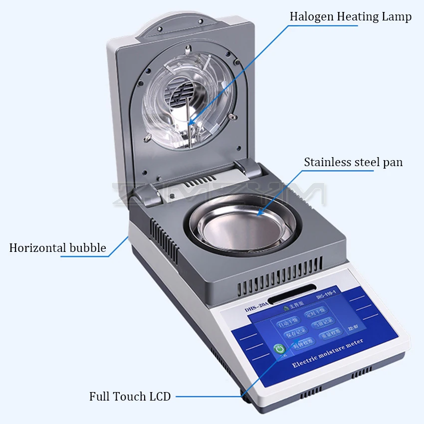 110g 0.001g High Precision Touch Screen Moisture Analyzer Laboratory Halogen Heating Moisture Analyzer Lab Moisture Tester