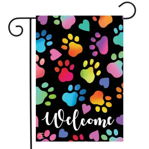 Briarwood Lane Rainbow Pawprints Welcome Garden Flag