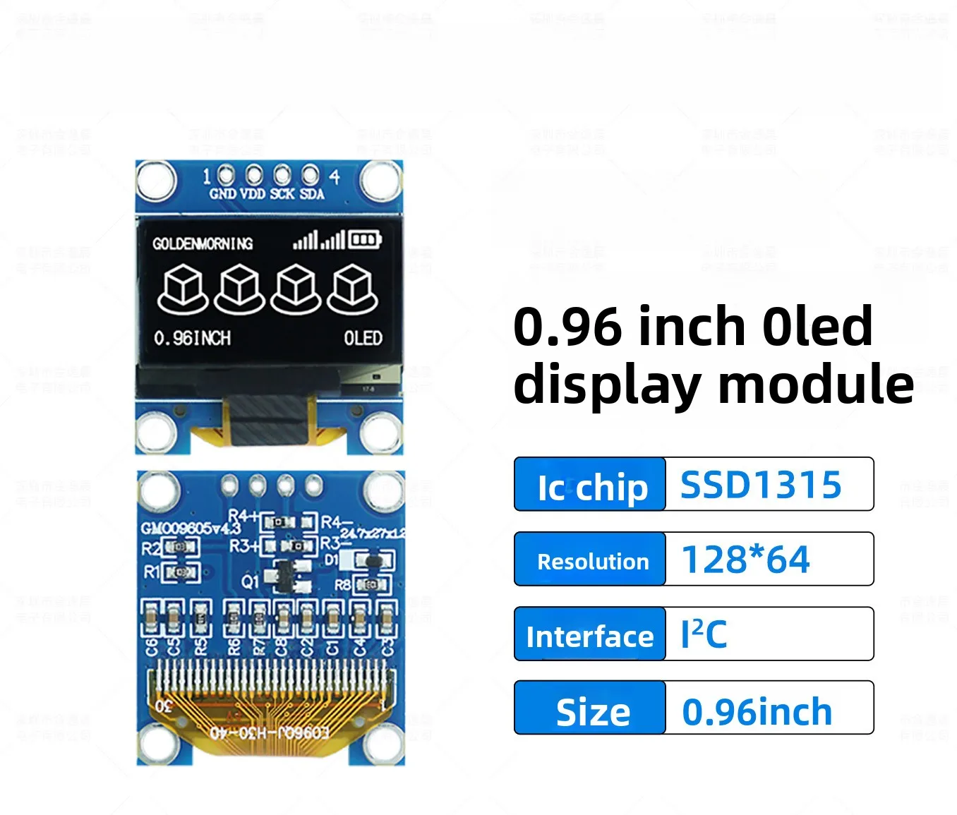 0.96 Inch SSD1315 OLED Display 128x64 4-Pin I2C OLED Screen Module 3.3V for Arduino ESP32 Raspberry Pi DIY Electronics
