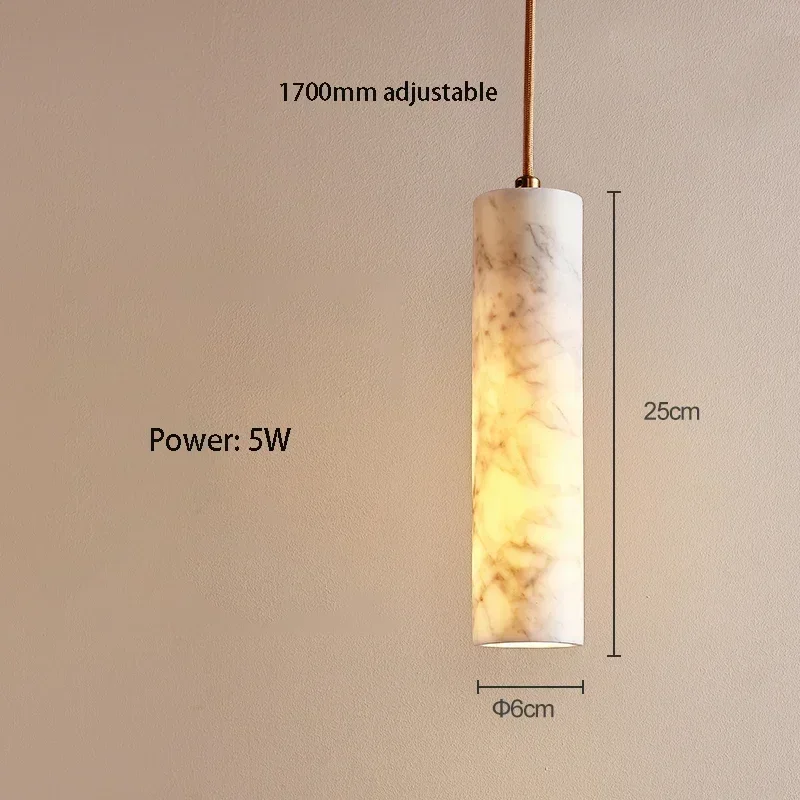 Spanish marble pendant light luxury natural veins stone copper suspension luminaire For Dining kitchen bar bedside Hanging lamp