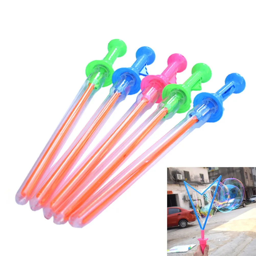 

Kids Bubble Wands 6 Pieces Assorted Colored Design Plastic Sticks for Big Bubbles Summer Festival Outdoor Playtime Fun