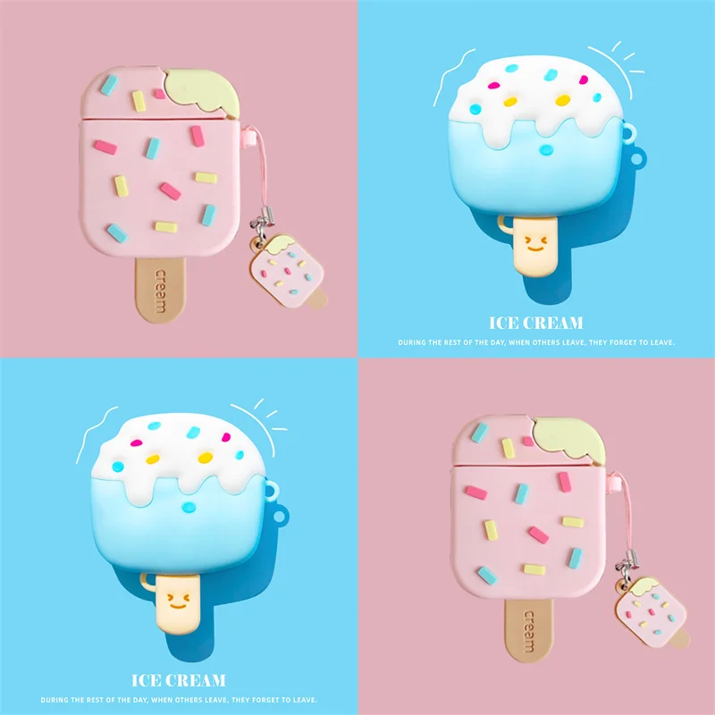 

For Airpods 4 Ice Cream Case For Apple Airpods 1 2 3 Pro 2 Earphone Case Cute Wireless Charging Headset Cover Cartoon