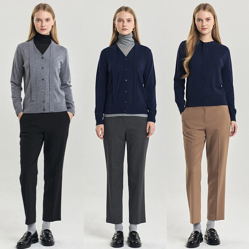 

Selfwill Busin Women's Straight Leg Pants Autumn Winter Slim Fit Nine Tube Trousers Micro Cone ape Commute Sle