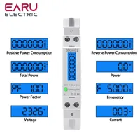 Single Phase Backlight Wattmeter Power LCD Digital Display Consumption Meter KWh 5(60)A 230VAC 50Hz Watt Din Rail Energy Meter