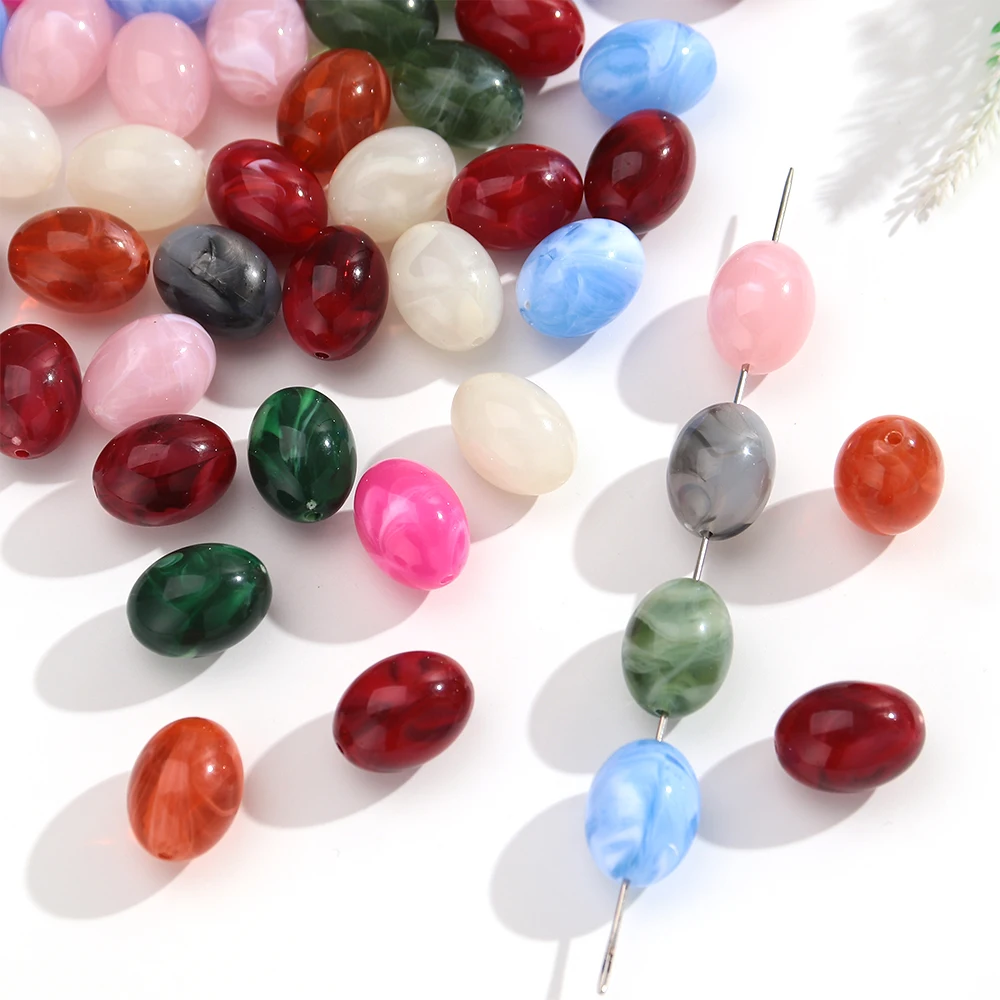10pcs Colorful Acrylic Oval Beads 23x17mm Geometric Marble Cloud Swirl Mixed for DIY Earring Bracelet Necklace Jewelry Making