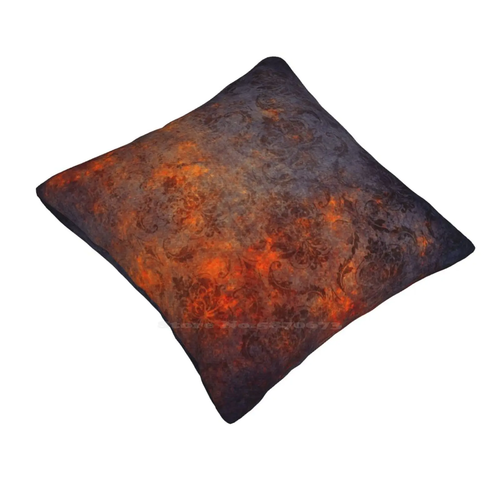 Burned Rusty Damask Grunge Pattern Soft Comfortable Pillowcase Rusted Dark Black Blue Orange Gold Red Grunge Damask Damaged