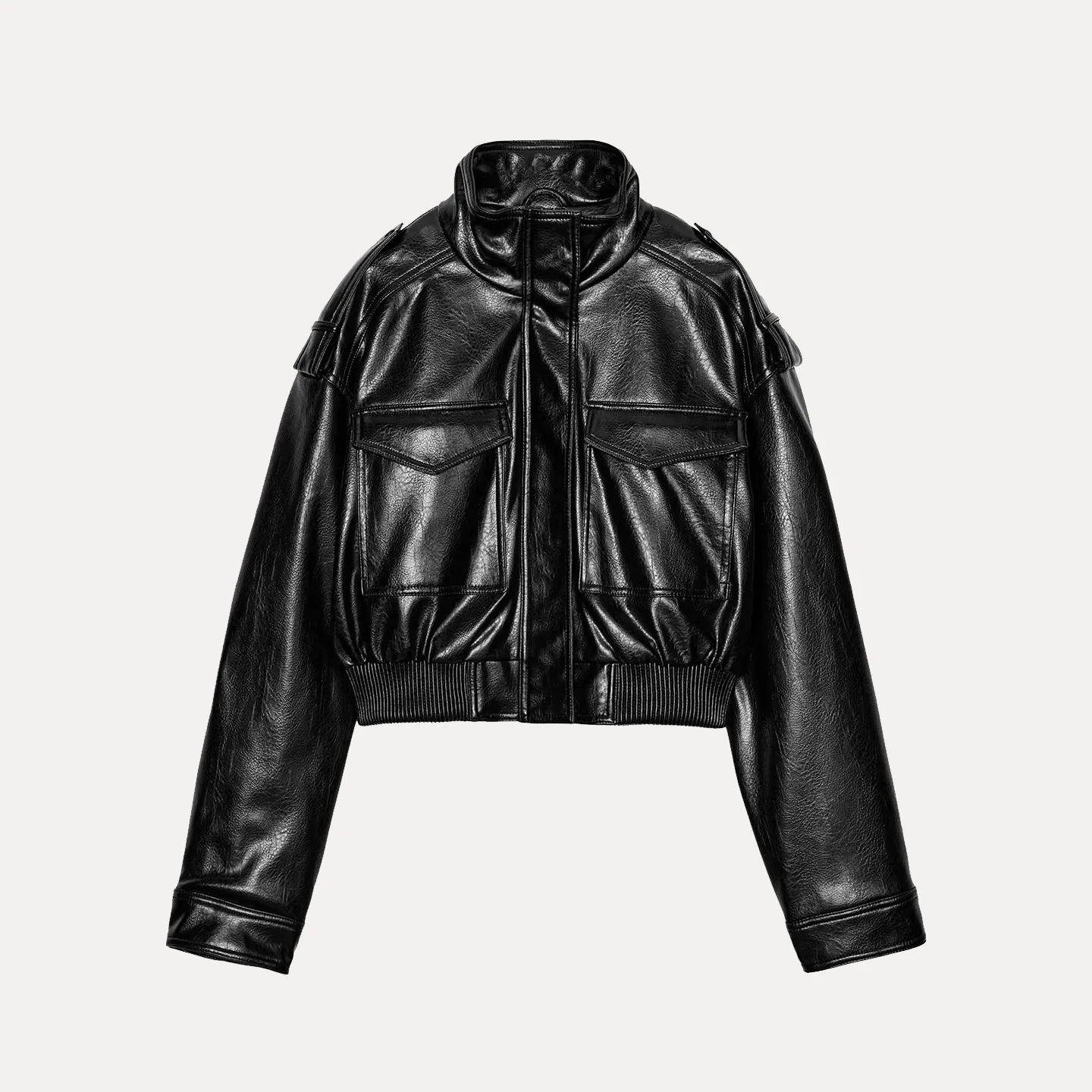 Z 2025 New Faion Personali Women's Jaet Outerwear Leather Strap Clip-On Casual Loose Fit ort Coat Zipper