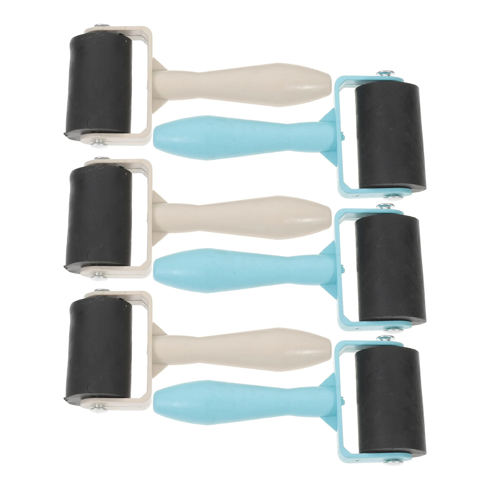 

6 Pcs Printmaking Roller Tools White Blue Children Craft Supplies Plastic Rollers Stamping Embossing DIY Painting