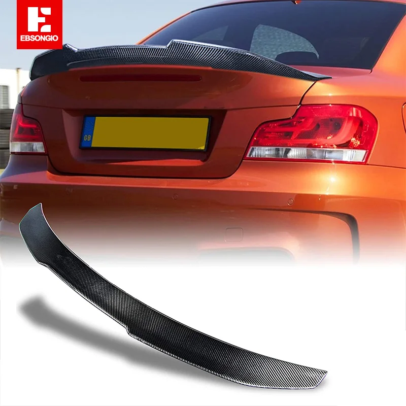 Dry Real Carbon Fiber Trunk Spoiler Wing Compatible with 2007-13 For BMW 1er E82 Coupe and 1M Coupe PSM Style Rear Trunk Spoiler