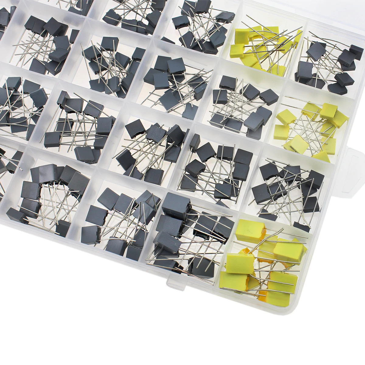 24Values 240pcs Capacitor Assorted Kit 63V-100V Metallized Polyester Correction Capacitors Set 1nF-1uF