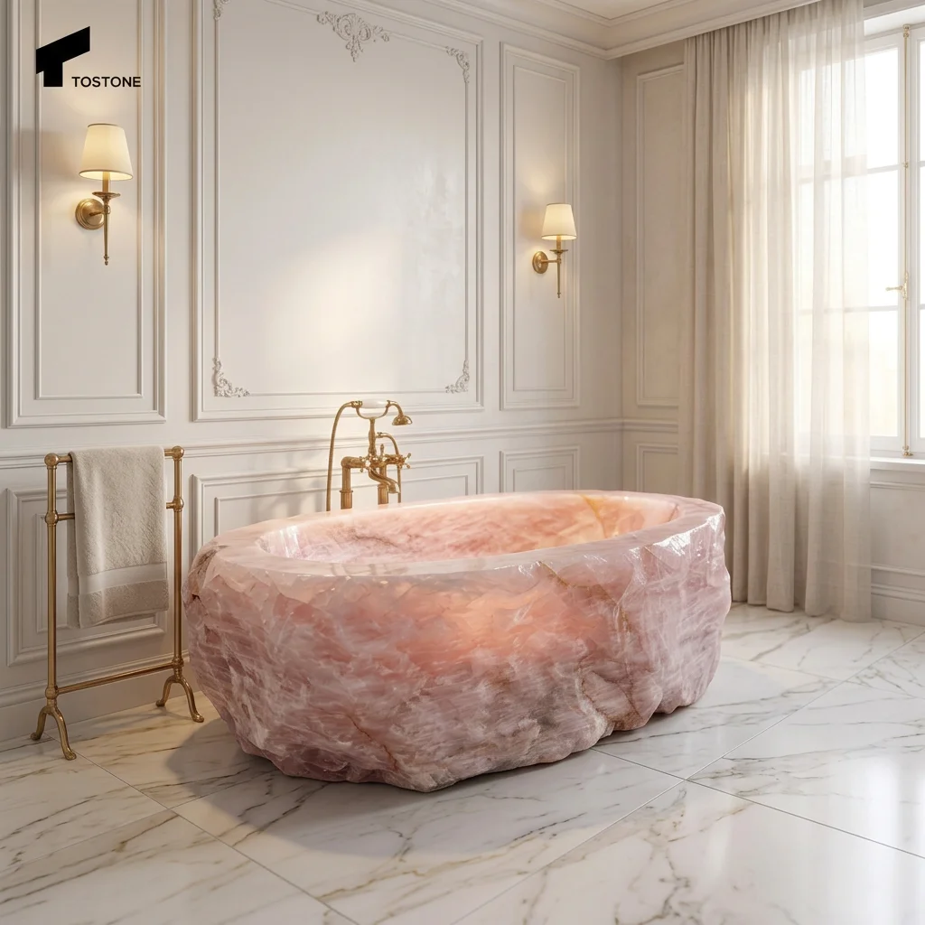 Luxury Stone Baths,Tostone Marble Polished Rose Pink Quartzite Rock Solid Natural Stone Bathtub For Luxury Hotel Home Bathroom I
