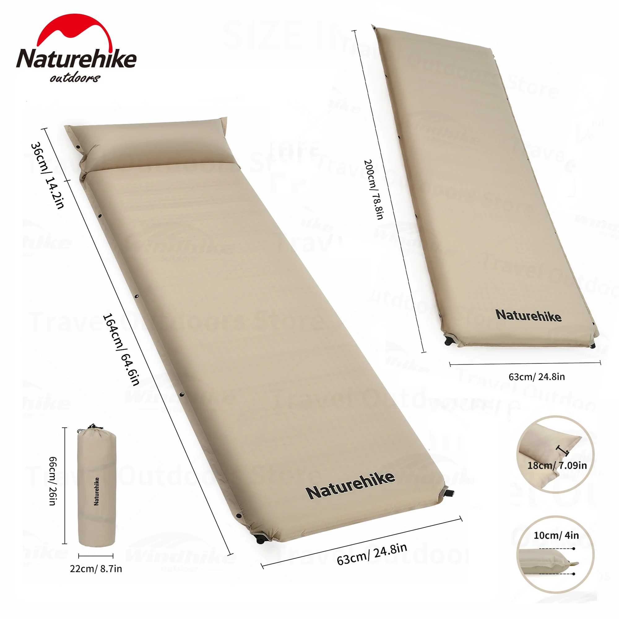 

Naturehike D04 Camping Sleeping Pad Thickened Automatic Inflatable Portable Lightweight Waterproof Outdoor Travel Sleeping Pad