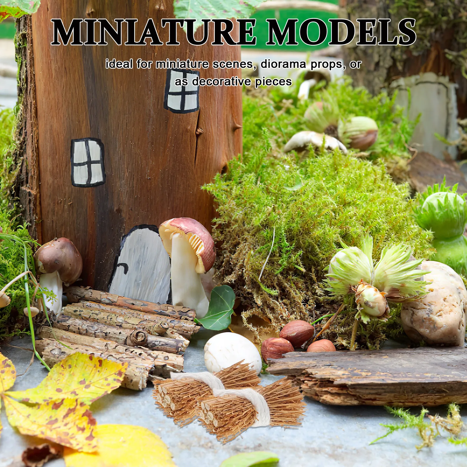 6 Mini Pacas de Heno de 2.5cm, Hechas a Mano con Material de Hierba, Miniaturas para Decoración de Escenas de Jardín y Mesas
