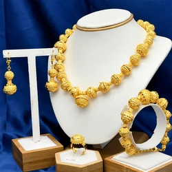 ESALE 2024 Hot selling fashion bride bead four piece set Nigerian women's necklaces earrings rings bracelets Dubai jewelry