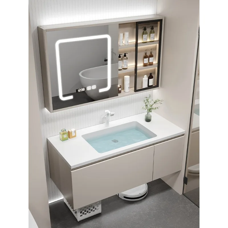 

Rock slab seamless ceramic basin, bathroom cabinet combination, bathroom face wash basin