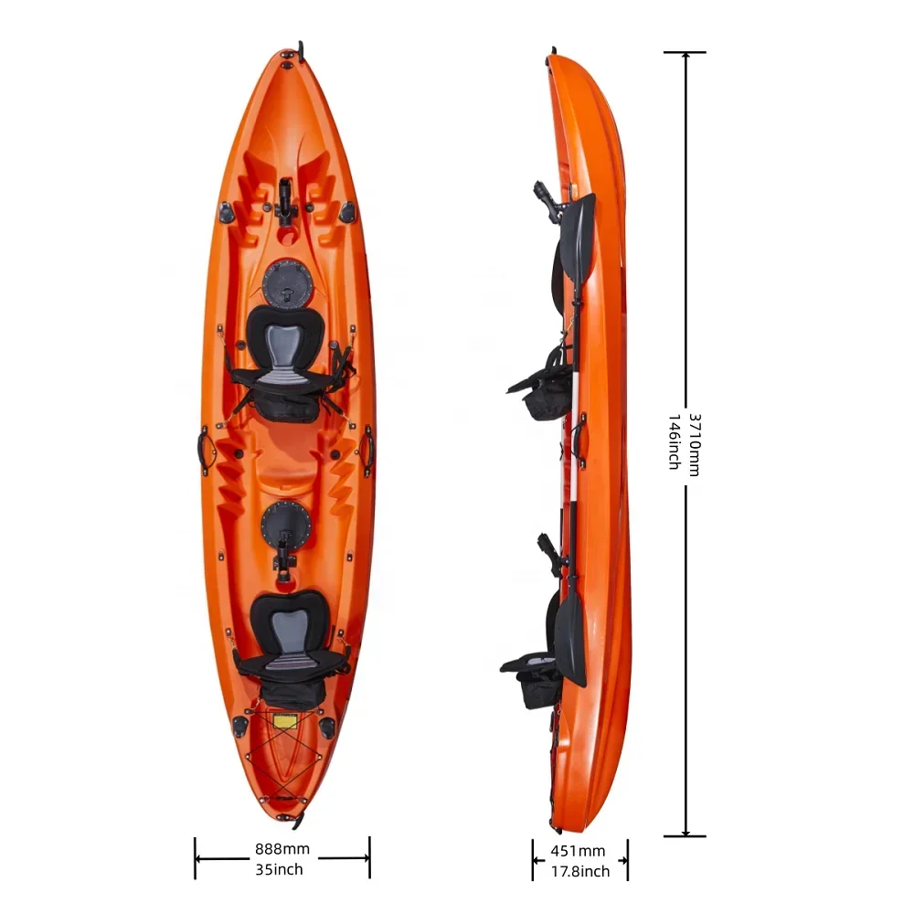 Family Kayak 3 Person Sit On Top Cruising Fishing Boat Rowing Canoe For Adult Fishing For Touring And River Usage