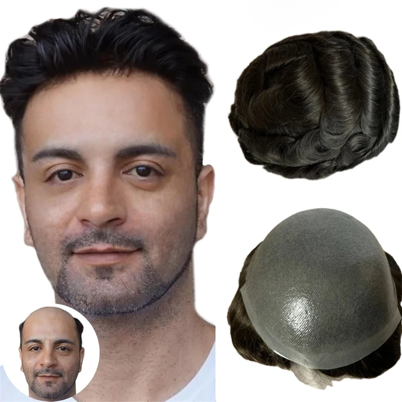 6 Inches Men's Wigs Human Hair Full Thin Skin PU Toupee Men Capillary Prosthesis Hair Unit Replacement System Natural Hairline