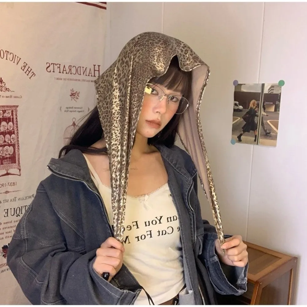 

Fashion Leopard Print Hip Hop Hair Scarf Laser Color Breathable Hair Band Square Shape Soft Triangle Scarf Women Accessories