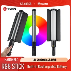 TOLIFO ST-60RGB 11.1v 4400mAh 60W RGB LED Stick Handheld Portable Video Light for Content Creator Vlogger Video Film Photography