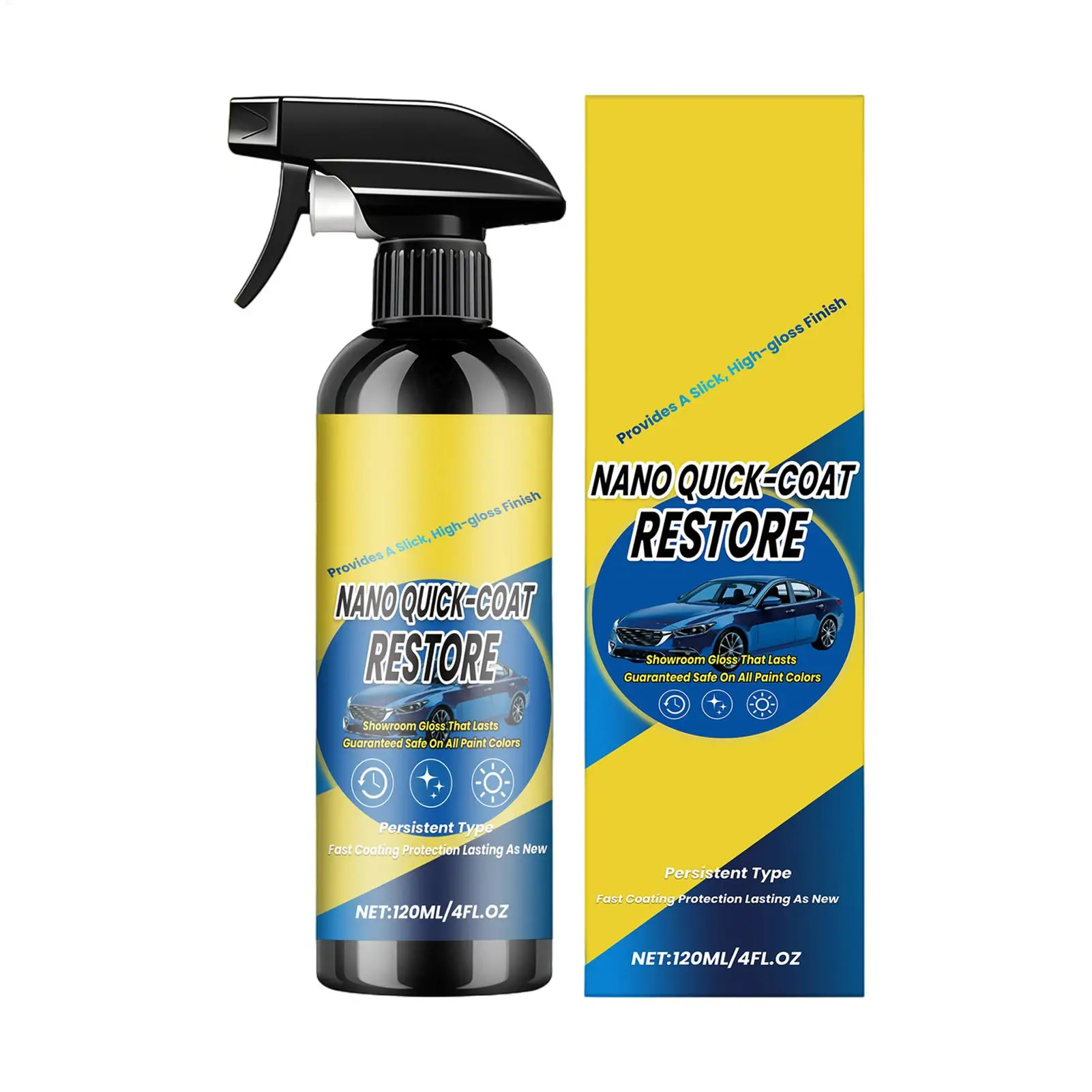 Spray de Revestimento Cerâmico para Carros 120ml, Brilho Intenso, Longa Duração, Agente Rápido, Spray de Detalhe Cerâmico para Exterior, Faróis, Acabamentos e Motocicletas