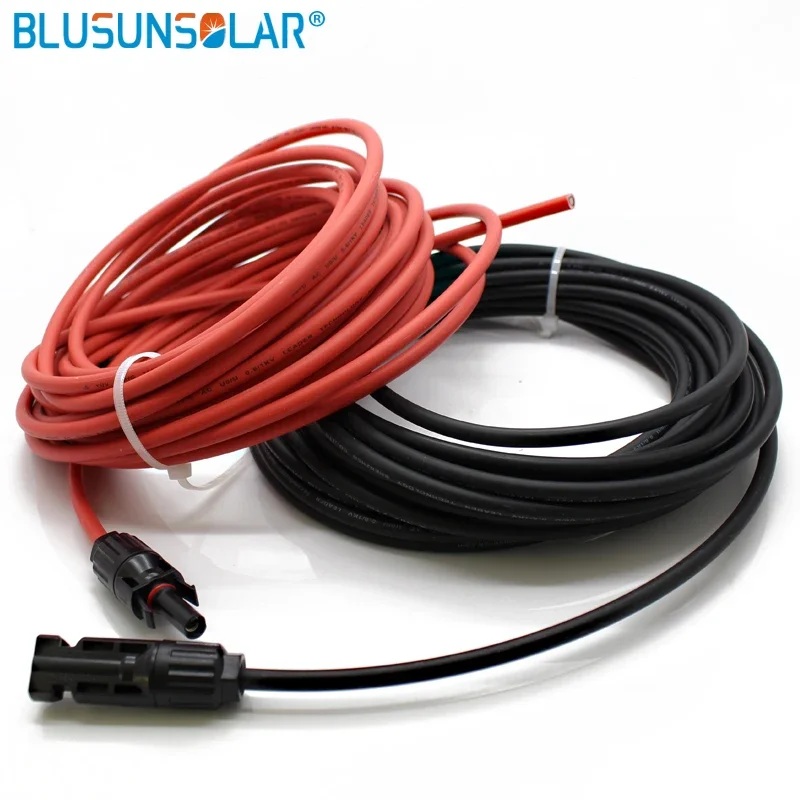 1 Pair M/F  Solar Cable Connector Solar PV Cable Copper Wire with  Connector Extension Cable 6/4/2.5 Mm2 10/12/14 AWG