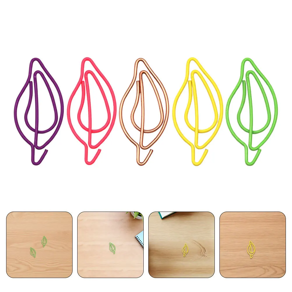 

70 PCS Leaf Shape Paper Clip Decorative Bookmarks for Office Supplies Cute Paperclips