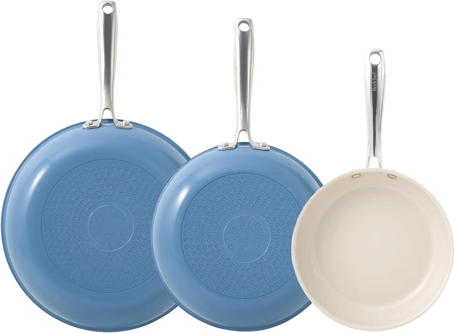

Ceramic Nonstick Skillet Set Toxic-Free Ceramic Cookware Skillet Combo Features Stainless Steel Handles Dishwasher and Oven Safe