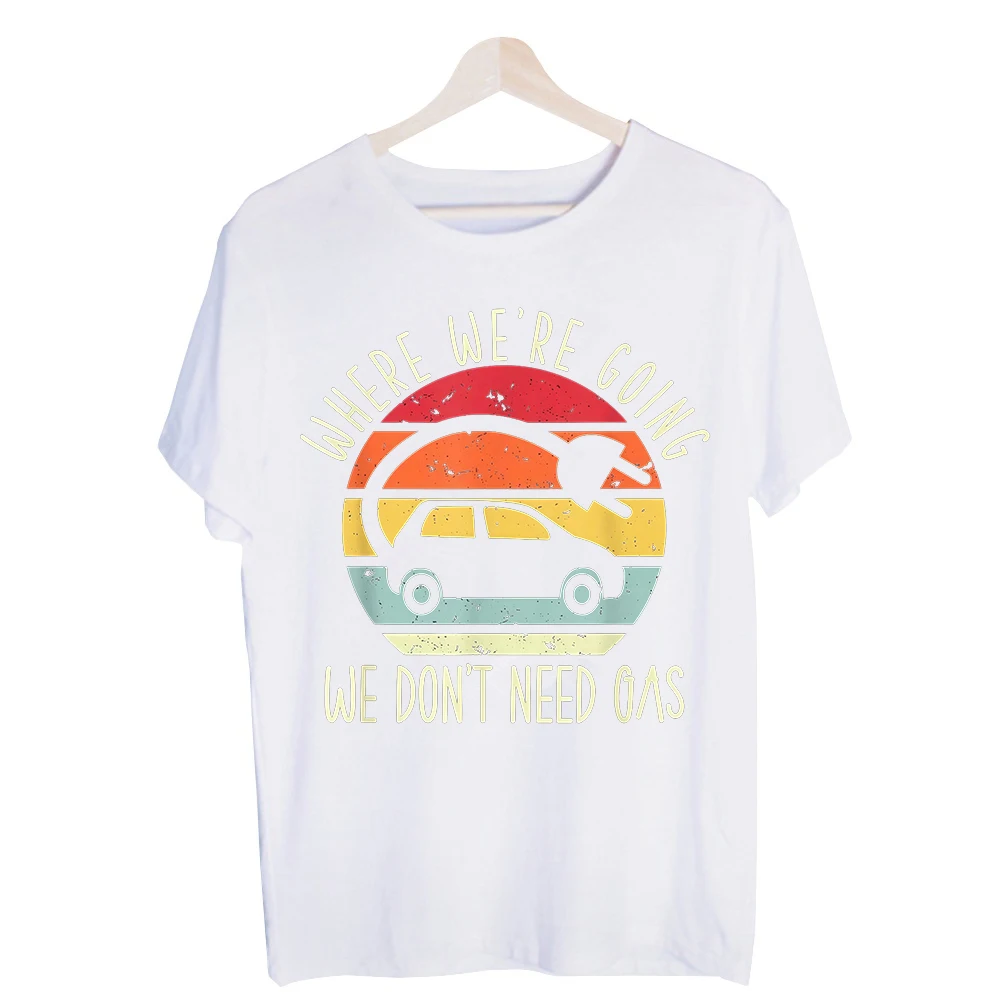 Men's Sunset Car and Plug Graphic Tee, Vintage Style Short Sleeve Crew Neck T-Shirt for Casual Daily Wear