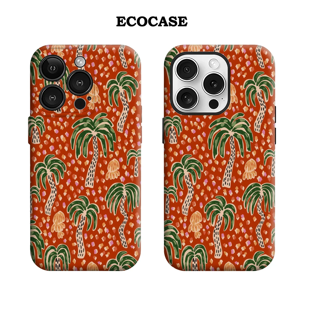 Funda de teléfono Retro Tropical Palm Tree IPhone17 imprescindible para IPhone 17 16 15 14 13 12 Pro Max Plus contraportada de doble capa
