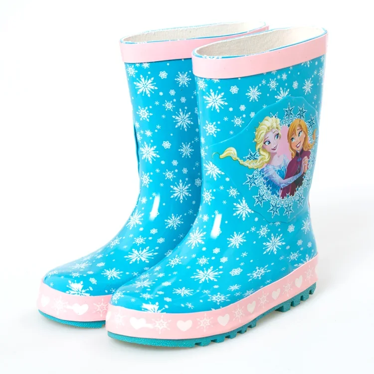 Disney Frozen Anna Elsa Princess Snowflake Girls Non-slip Rain boots Children cute boys cartoon Water shoes size 23-36