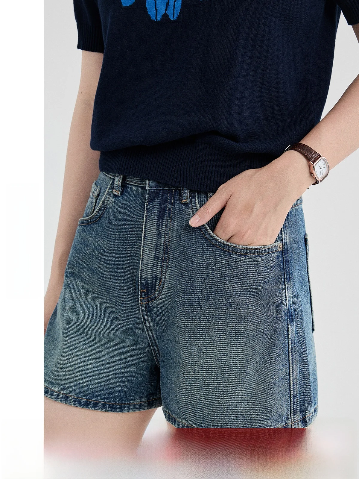 

High Waist Waed Denim orts Women's Summer Slimming Small Size Jeans High Waist Water Waed ort Pants Ladies' Stand Fit