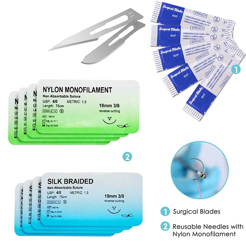 Complete Suture Kit For Students,Including Silicone Suture Pad And Suture Tool Practice Suture Kit For Suture Training