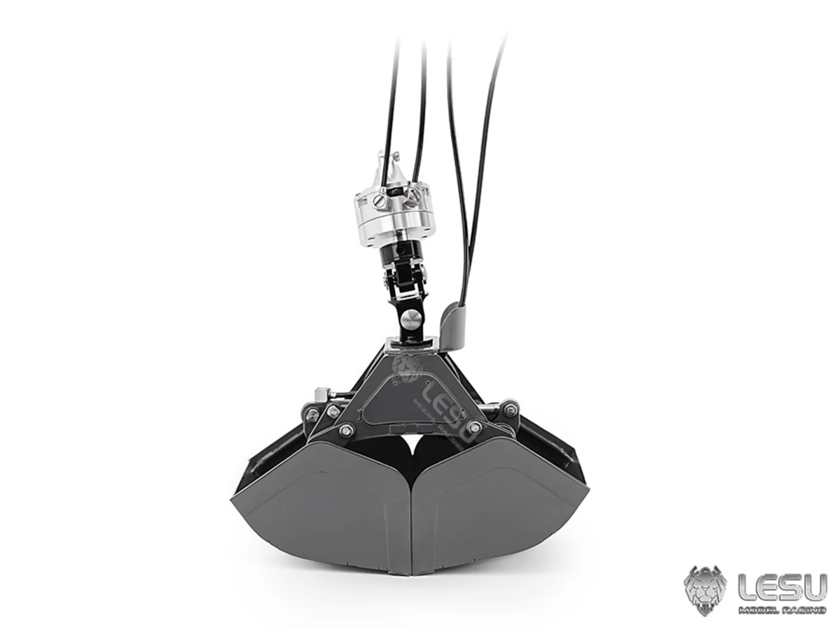 Cubo de agarre de Metal modelo Lesu para camiones RC 1:14 Grúa montada en camión hidráulico Lesu