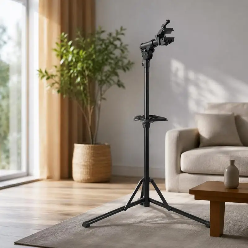 Support de réparation de vélo pliable, hauteur réglable 1035-1630 mm, capacité de charge 38,56 kg, plateau à outils magnétique pour vélos de montagne et de route, entretien extérieur