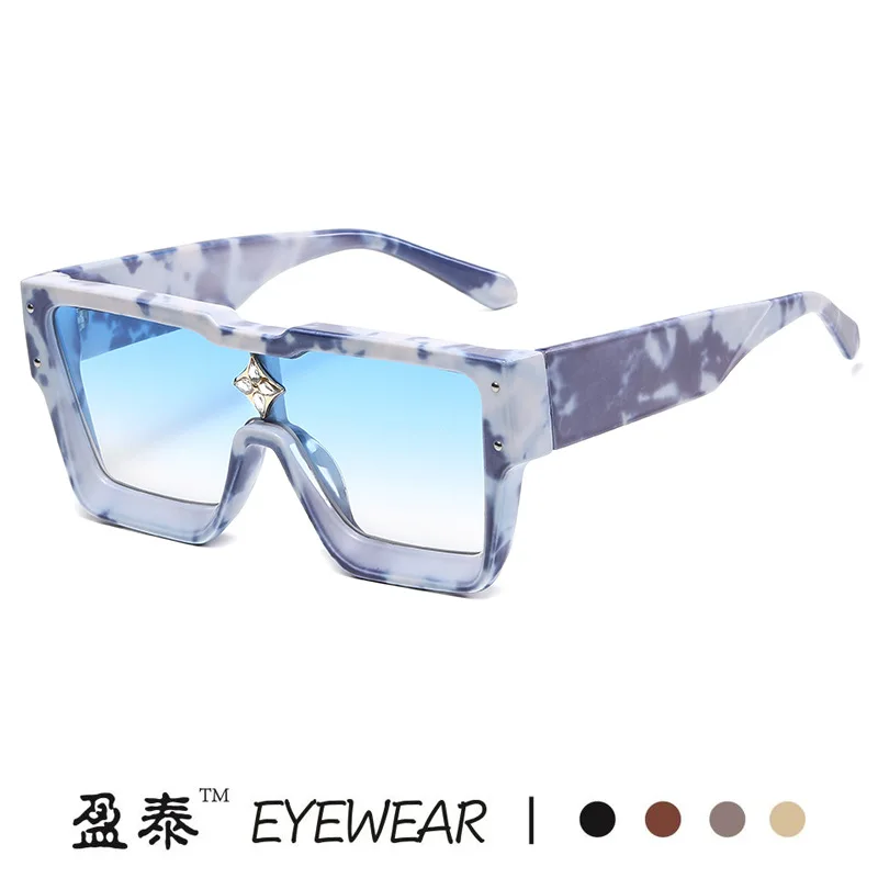 New large frame fashion sunglasses conjoined piece frame sunglasses women's personalized diamond rice nail sunglasses