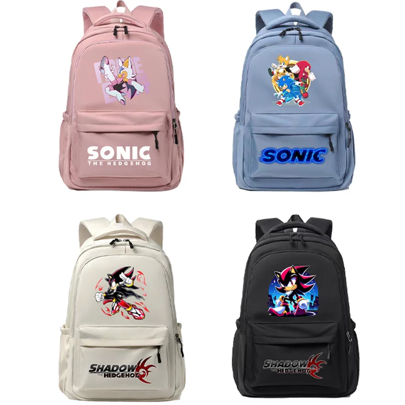 Sonics Boys Girls Backpacks Students Schoolbag Cartoon Anime Graphic Print Portable Large Capacity Backpack Back To School Gifts