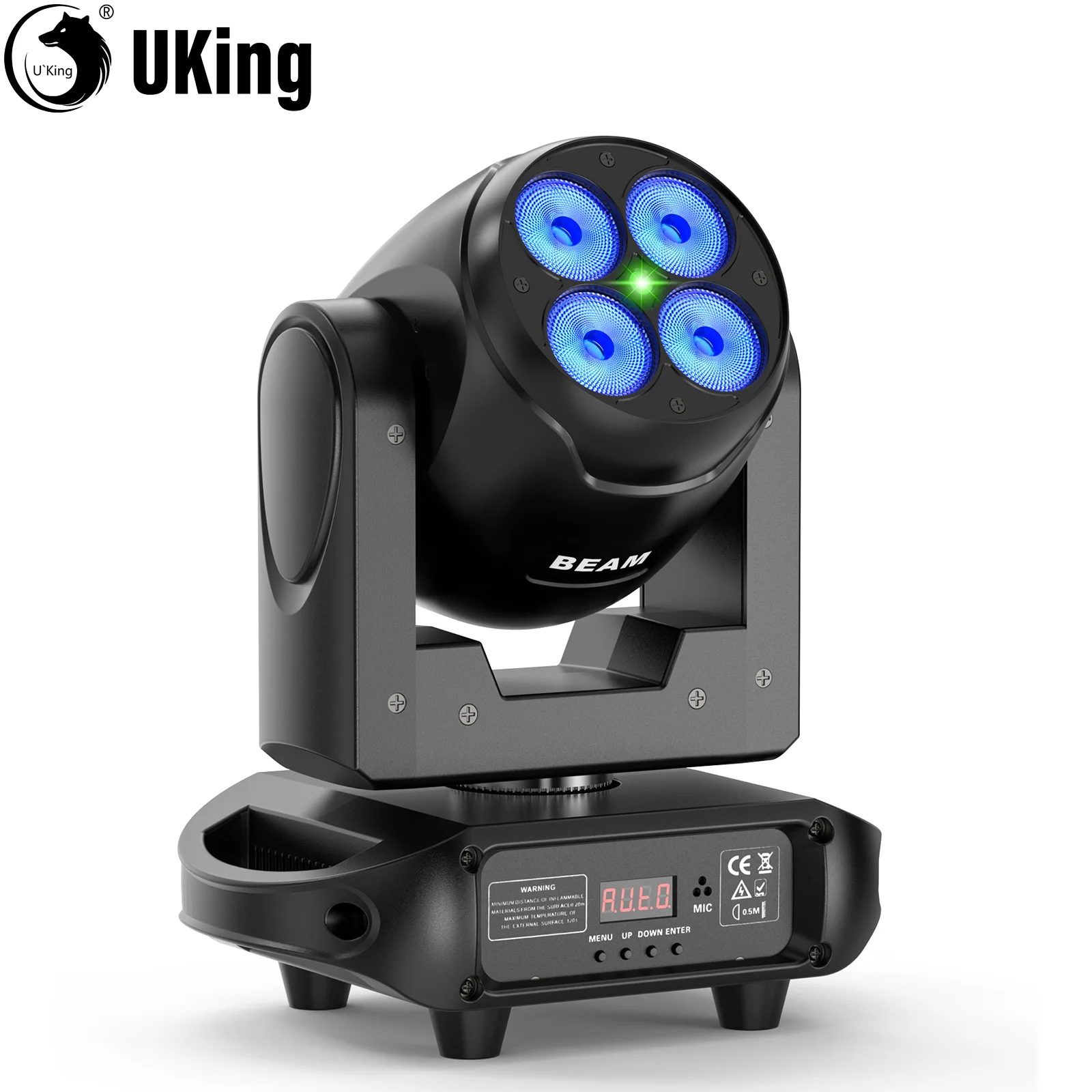 U'King 100W Beam Wash Moving Head Lights With 4X20W RGBW LED Beads Stage Light Green Starry Sky Effect DMX512 DJ Light For Party