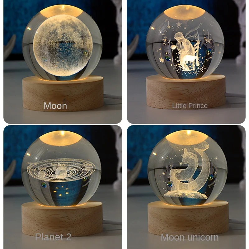 

Solar System Crystal Ball Tabletop Small Night Lamp Decoration Creative Atmosphere Glass Ball Decoration Birthday Gift Graduatio