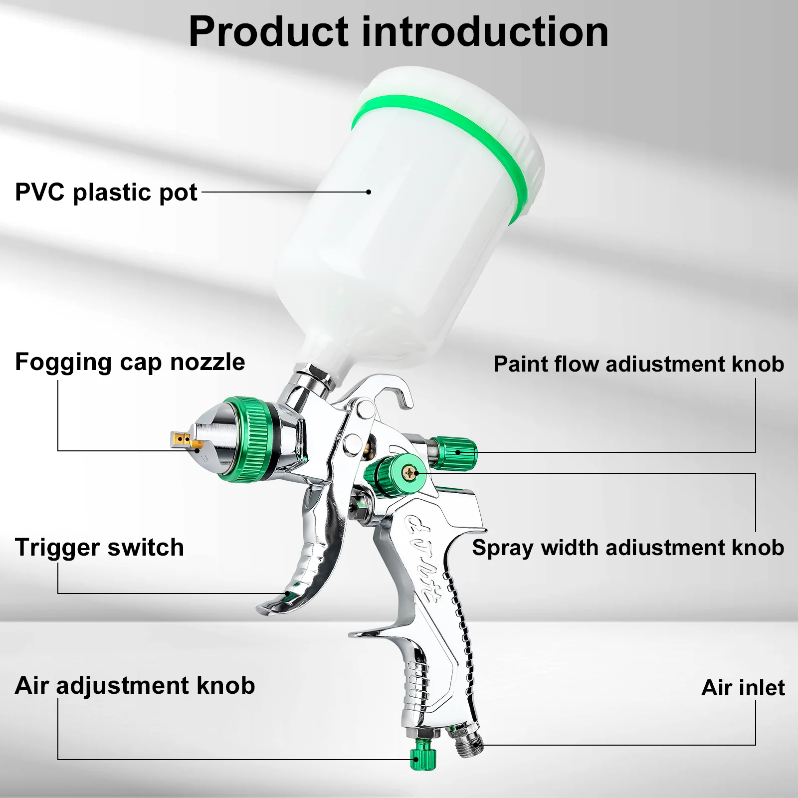 1 Set HVLP Professional Spray Gun 1.4/1.7/2.0/2.5mm Nozzle 600cc Home Cordless Spray Machine Gravity Spray Gun Pneumatic Tool