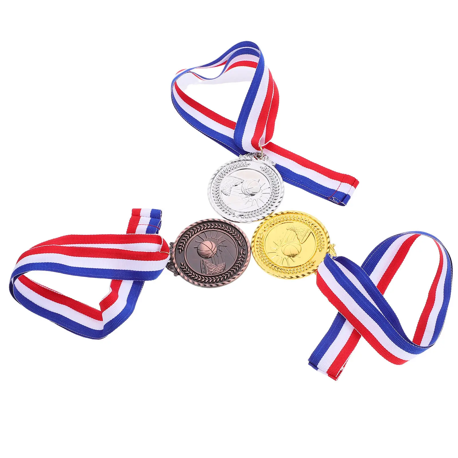 3pcs Polished Zinc Alloy Sports Medals – Gold Silver Bronze for Athletics, School Events, Student Achievements