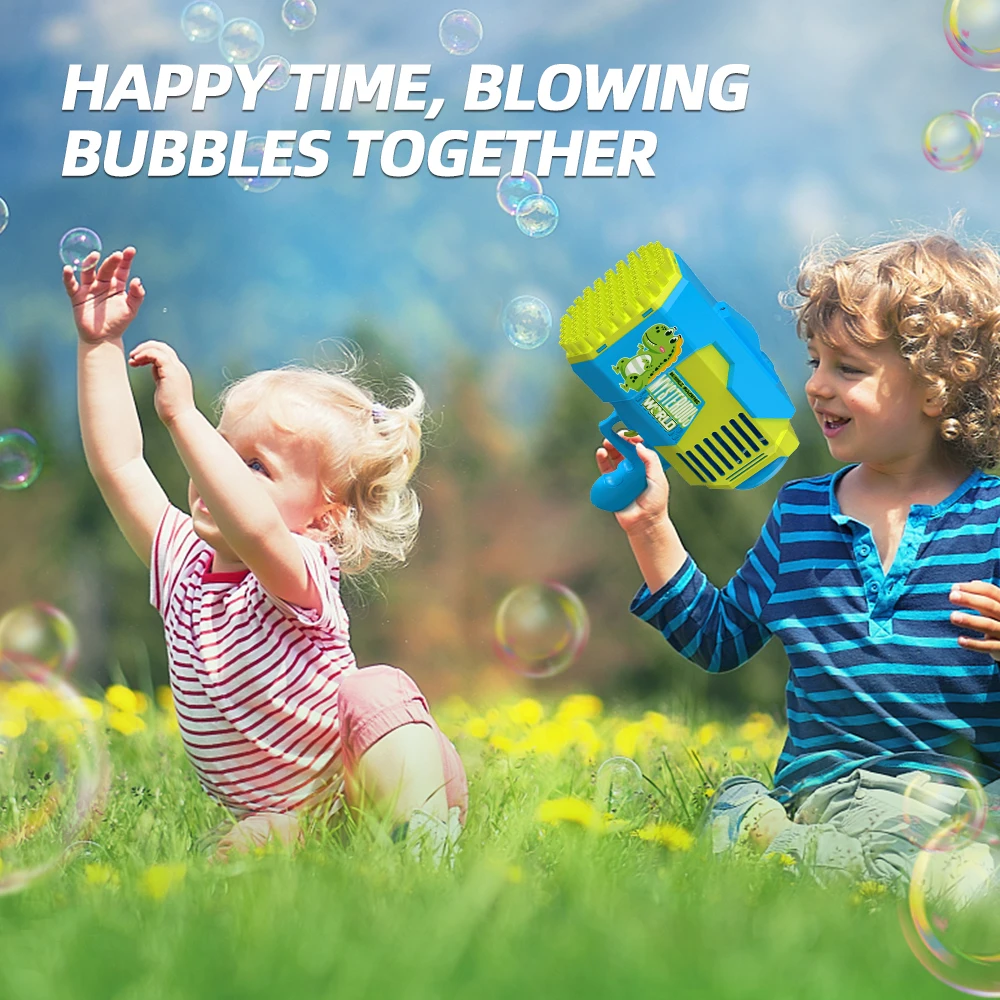 Máquina elétrica de bolhas de 73 buracos, feliz tempo de jogo ao ar livre, experimente um riqueza festa de bolhas, um presente para crianças (sem líquido de bolhas)