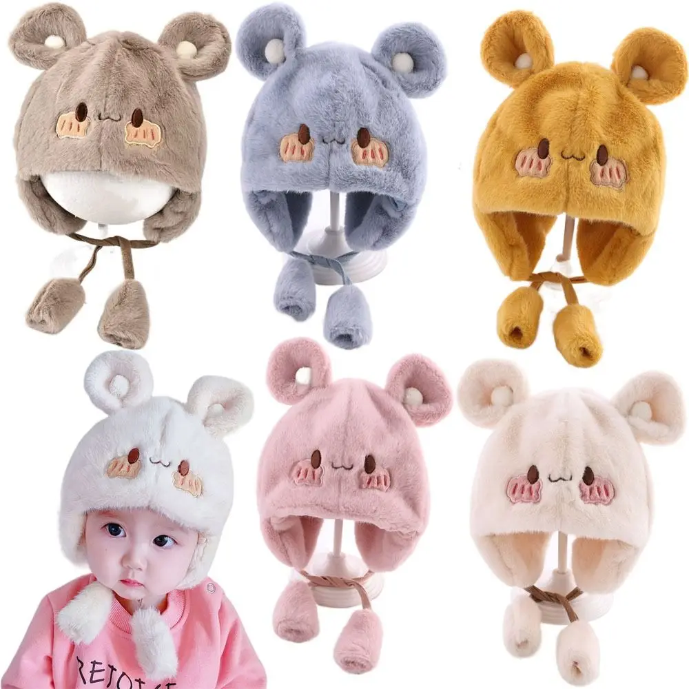 Kids Warm Hat Soft Baby Children Plush Hat Cartoon Earmuff Ear Protection Bonnet Cute Thick Warmer Beanie with Ears Outdoor