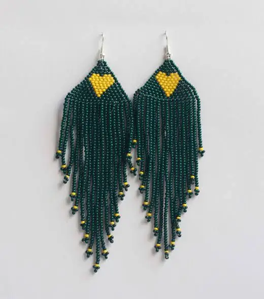 ZGMXR Rice bead earrings Tassel  Heart shape Hand-woven  Alloy Woman Bohemia Fashion Simple Creativity Beaded earrings