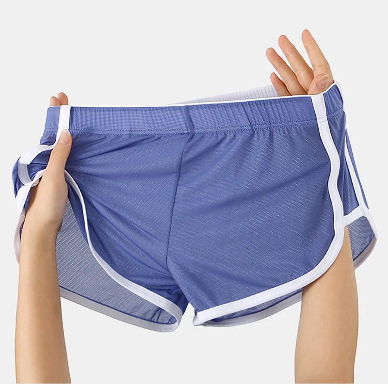 Men's Ice Silk Mesh Boxer Shorts with Penis Pouch Loose Fit Breathable Seamless Slip Comfortable Arrow Pants Underwear