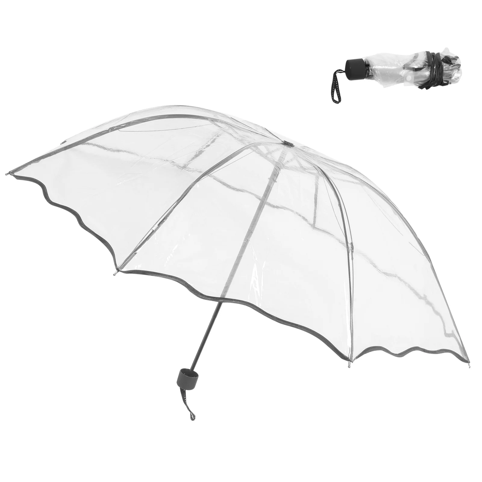 Transparent Umbrella Folding for Travel Portable Sun Compact Outdoor Umbrellas Rain