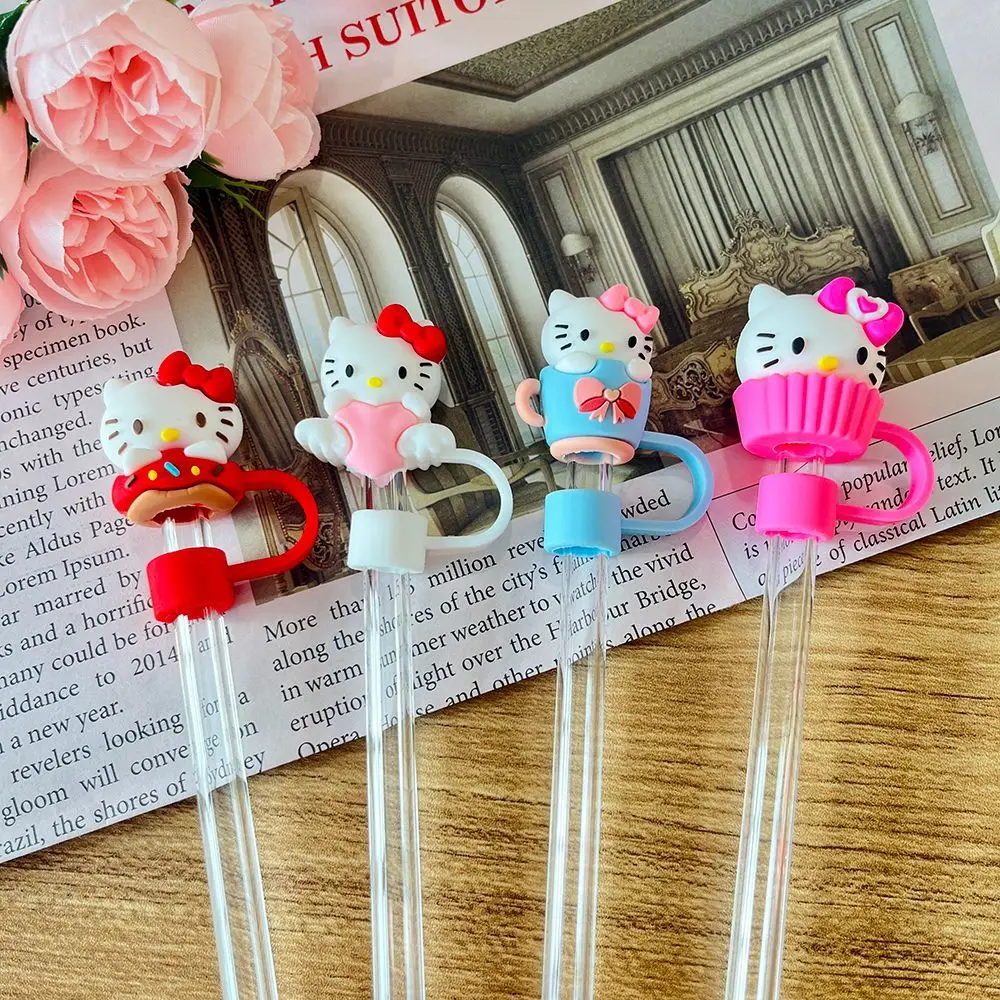 

Новые крышки-накладки Sanrio Hello Kitty для соломинок 10 мм, многоразовые, пылезащитные, для стаканов Stanley, герметичные, защита от протекания