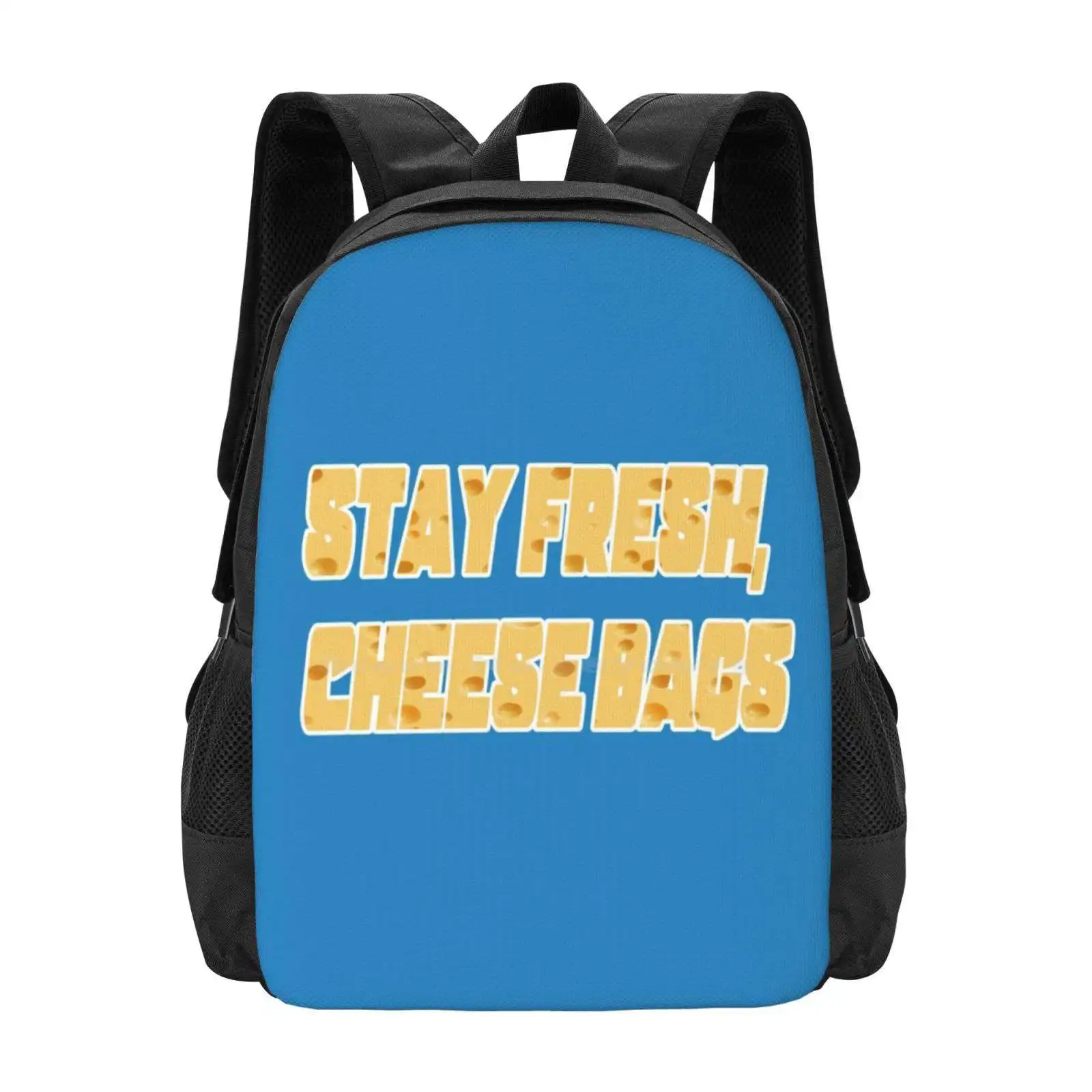 Stay Fresh , Cheese Bags Fashion Pattern Design Travel Laptop School Backpack Bag Stay Fresh Cheese Funny Memes Internet