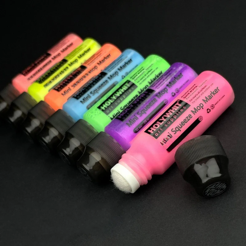 12 mm/20 ml Mini Graffiti Flow Pen Verf Handtekening Pen Ronde Tip Waterdichte Marker Met Inkt Kunstbenodigdheden Fluorescerende Handtekening Pen