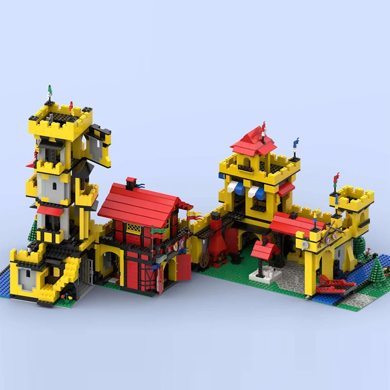 Medieval Castle Model MOC Building Bricks Classic Yellow Castle Modular Technology Children Holiday Gifts Assemble Toys Suit